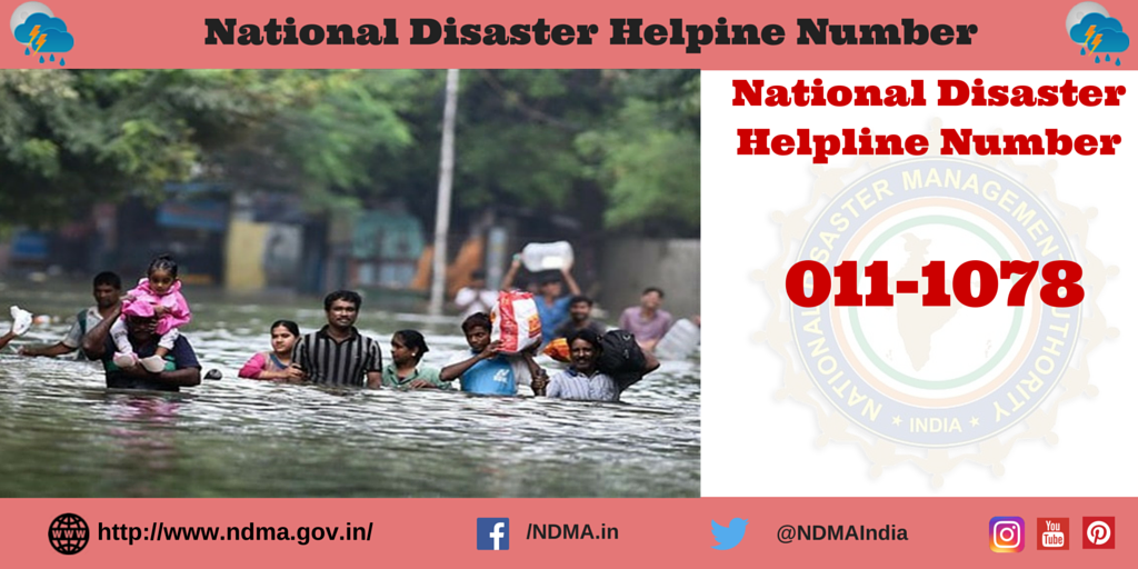 National disaster helpline number - 011-1078